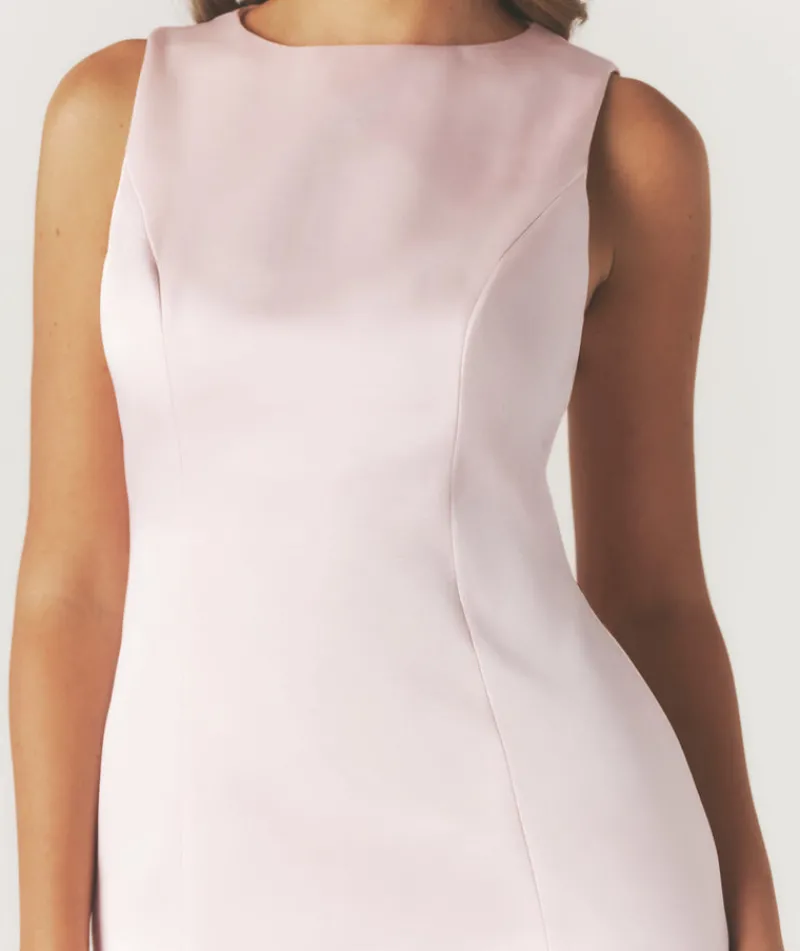 Outlet Six Stories Seam Detail Satin Shift Dress - Pale Pink