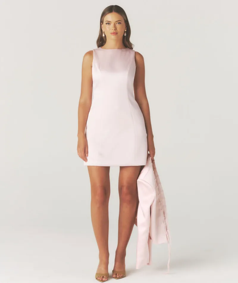 Outlet Six Stories Seam Detail Satin Shift Dress - Pale Pink