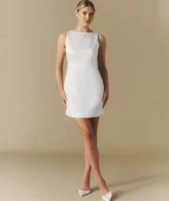 Clearance Six Stories Seam Detail Satin Shift Dress - White