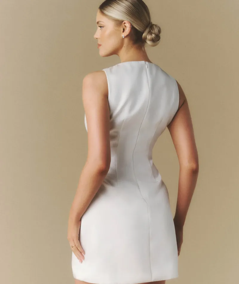Clearance Six Stories Seam Detail Satin Shift Dress - White