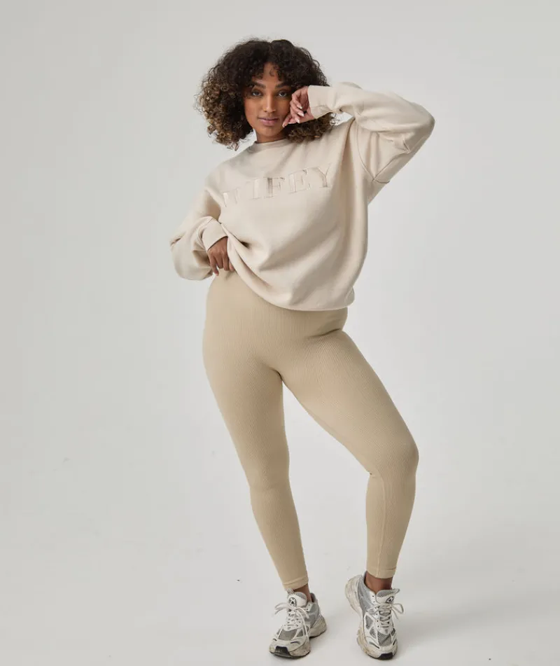 Online Six Stories Seamless Contour Rib Leggings - Sand