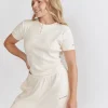 Six Stories Short Sleeve Pointelle Top & Pointelle Pyjama Short Set - Rosewater