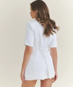 Outlet Six Stories Short Sleeve Tailored Blazer - White