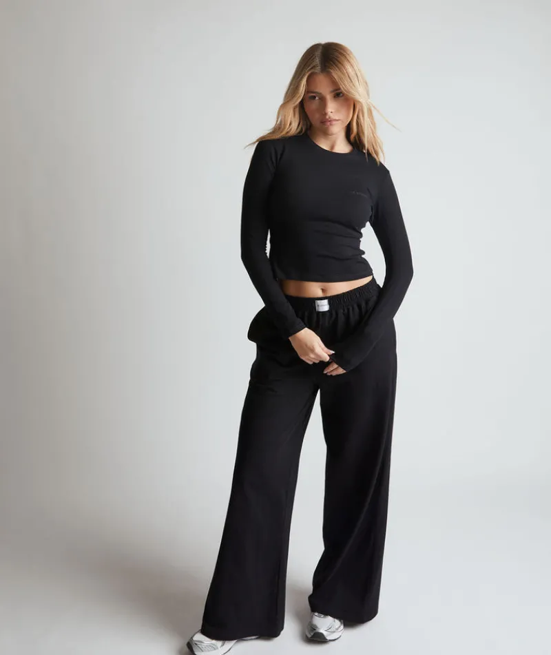 Online Six Stories Soft Long Sleeve Top - Black