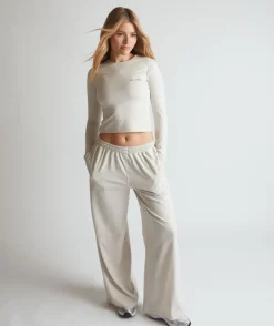 Clearance Six Stories Soft Long Sleeve Top - Oatmeal Marl