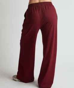 Sale Six Stories Soft Wide Leg Lounge Trousers - Merlot