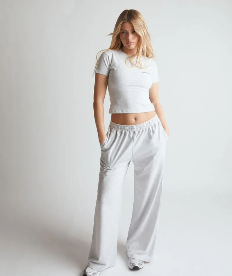 Discount Six Stories Soft Wide Leg Lounge Trousers - Grey Marl