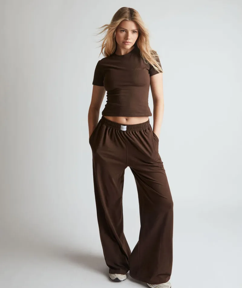 Online Six Stories Soft Wide Leg Lounge Trousers - Espresso