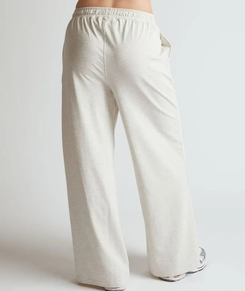 Hot Six Stories Soft Wide Leg Lounge Trousers - Oatmeal Marl