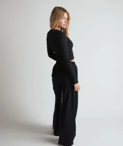 Outlet Six Stories Soft Wide Leg Lounge Trousers - Black