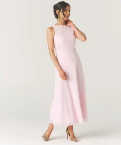 Online Six Stories Tailored Trim Detail Midi Dress - Pale Pink