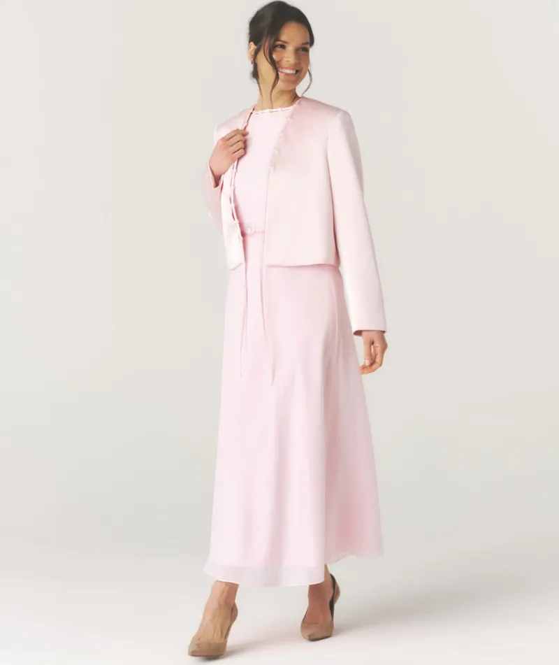 Online Six Stories Tailored Trim Detail Midi Dress - Pale Pink