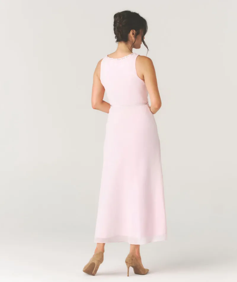 Online Six Stories Tailored Trim Detail Midi Dress - Pale Pink