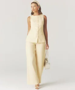 Hot Six Stories Tailored Wide Leg Trousers - Lemon