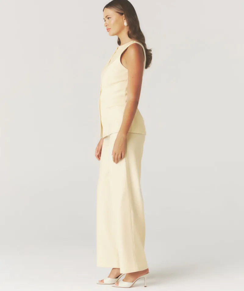 Hot Six Stories Tailored Wide Leg Trousers - Lemon