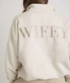Clearance Six Stories Wifey Quarter Zip Sweatshirt - Champagne