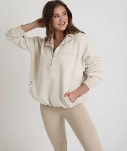 Clearance Six Stories Wifey Quarter Zip Sweatshirt - Champagne