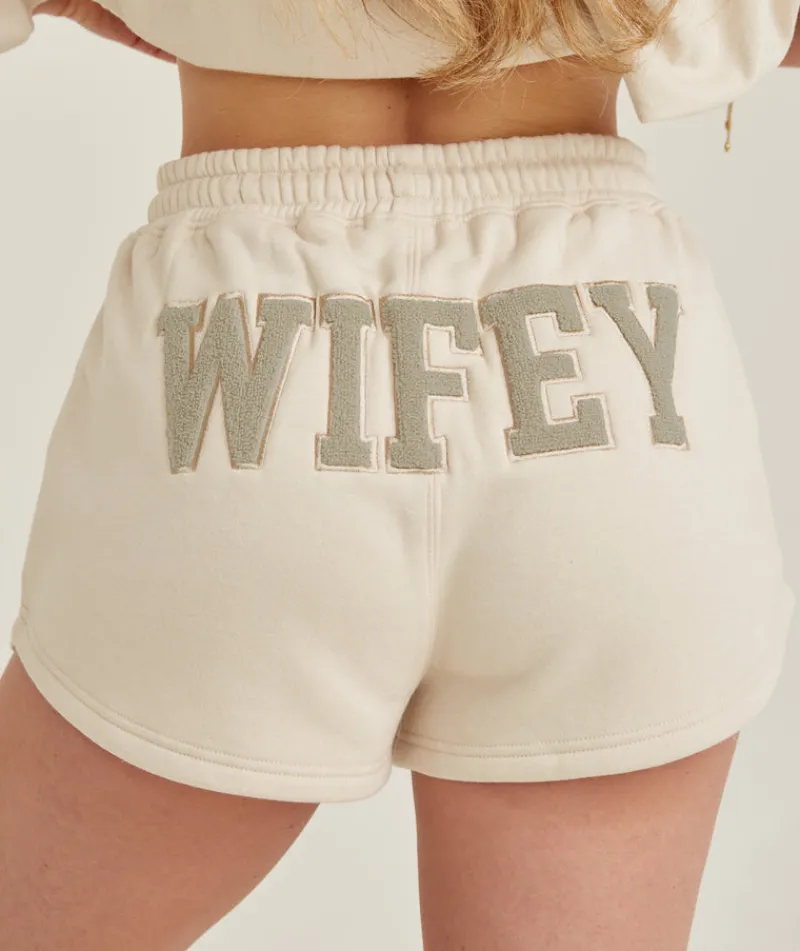 New Six Stories Wifey Teddy Shorts - Champagne