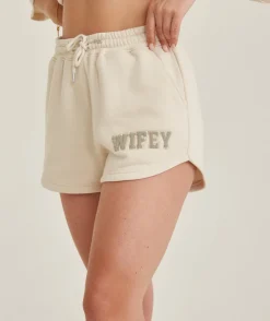 New Six Stories Wifey Teddy Shorts - Champagne