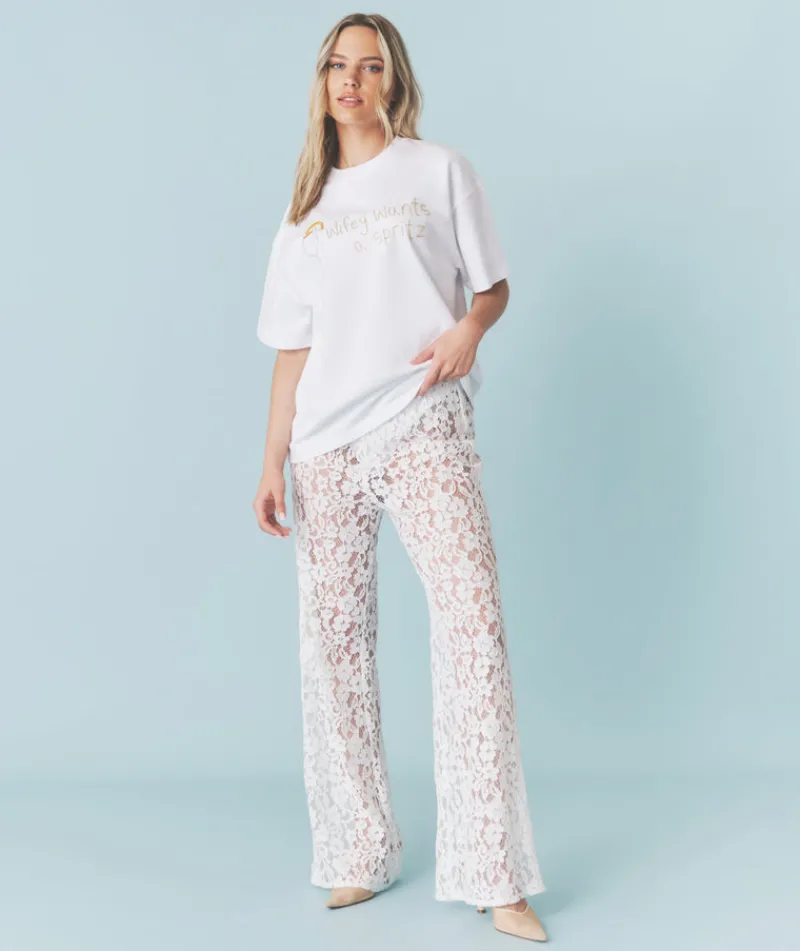 Discount Six Stories Wifey Wants a Spritz Beaded Tee - White
