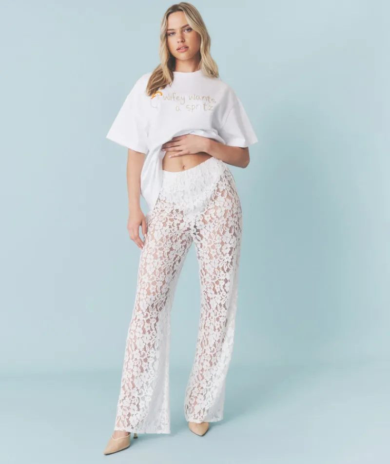 Discount Six Stories Wifey Wants a Spritz Beaded Tee - White